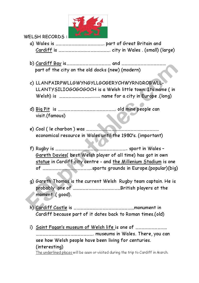 Welsh Records worksheet