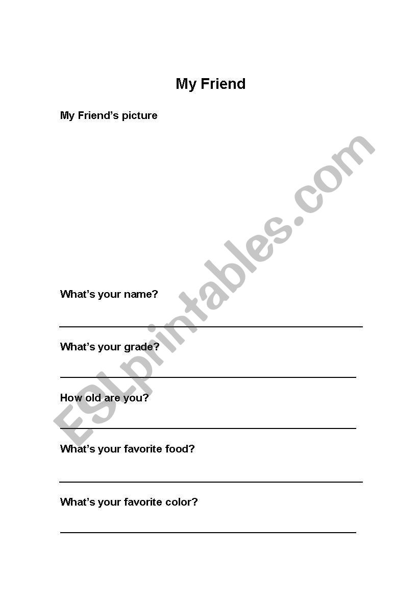 My Friend worksheet