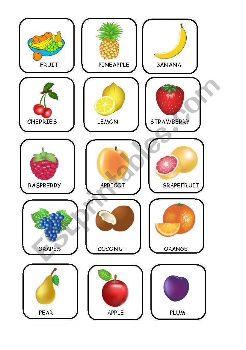 Memory : fruit worksheet