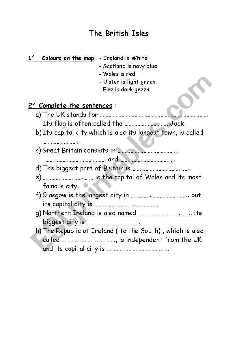 The Britsh Isles worksheet