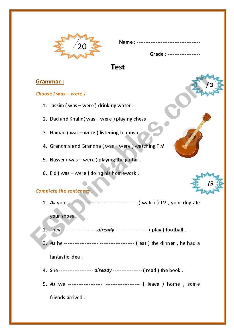 present contiuous and perfect test + punctuation 