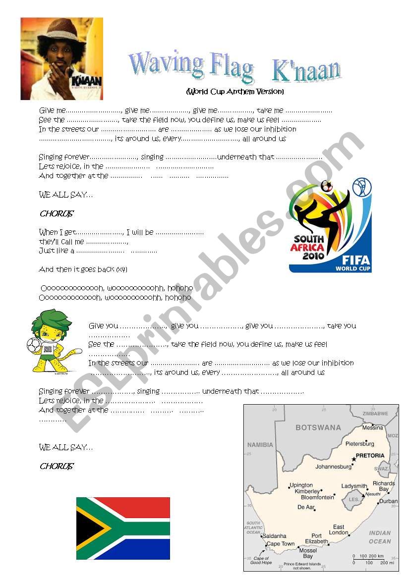 World cup 2010 anthem worksheet