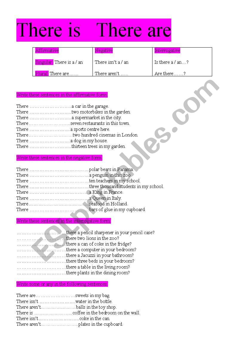 There is there are practice worksheet