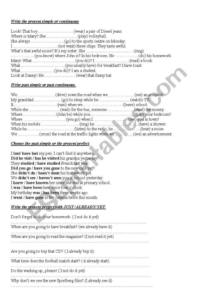 Revision for 3rd year of ESO worksheet
