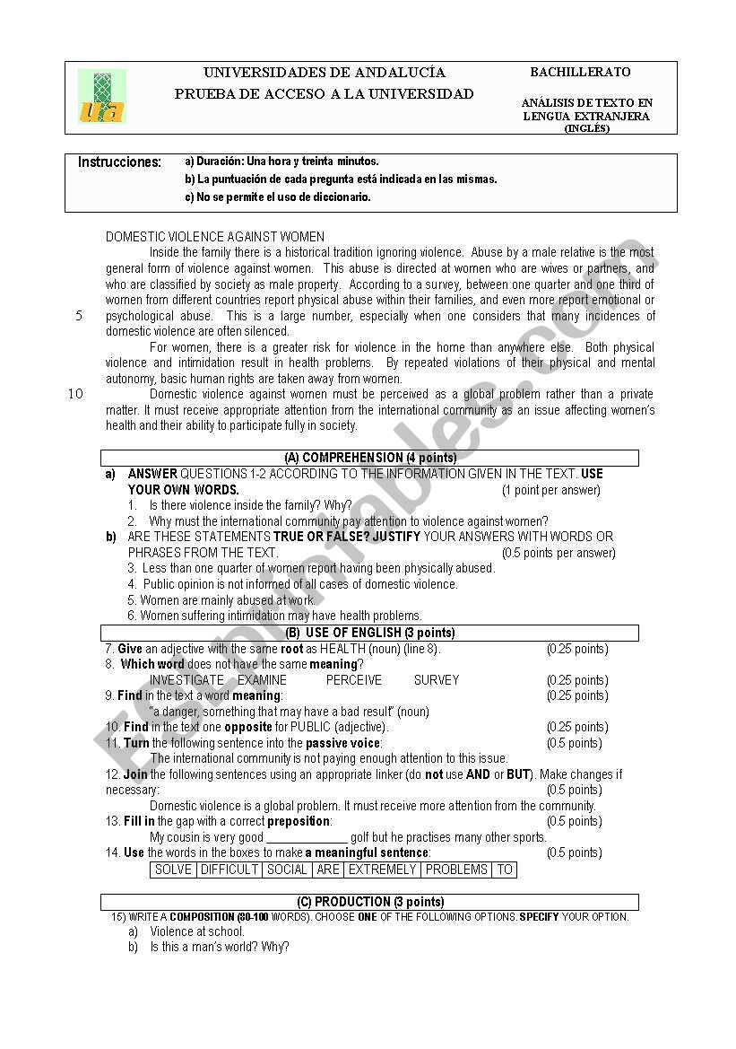 SELECTIVITY worksheet