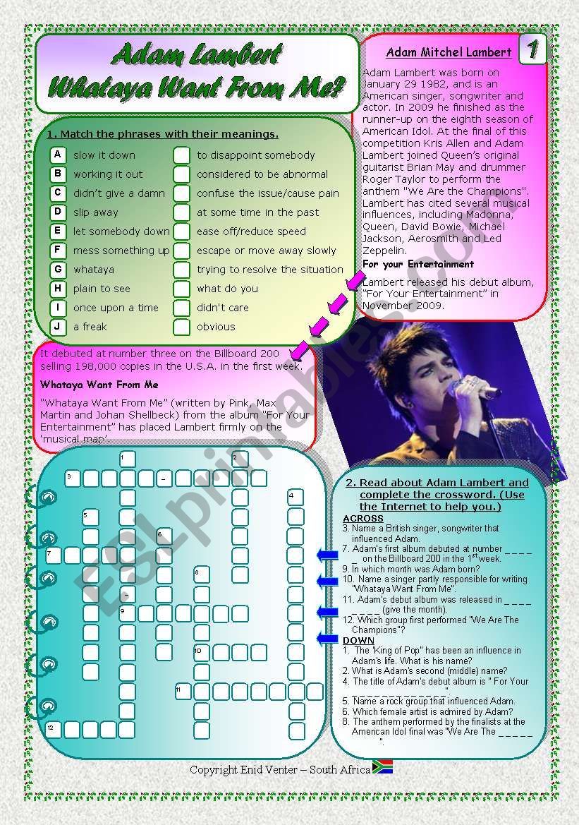 Song: Phrasal Verbs & Past Modals Part 1 - Adam Lambert - Whataya Want From Me