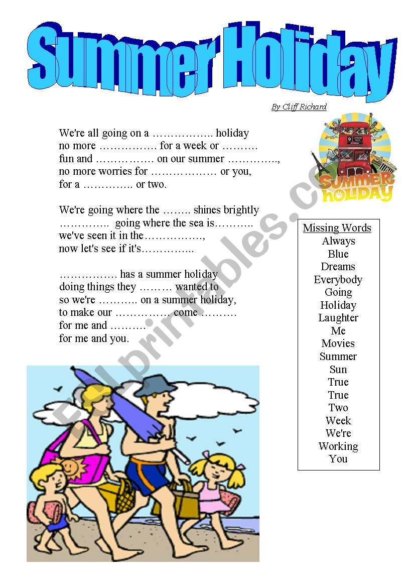 Summer Holiday worksheet