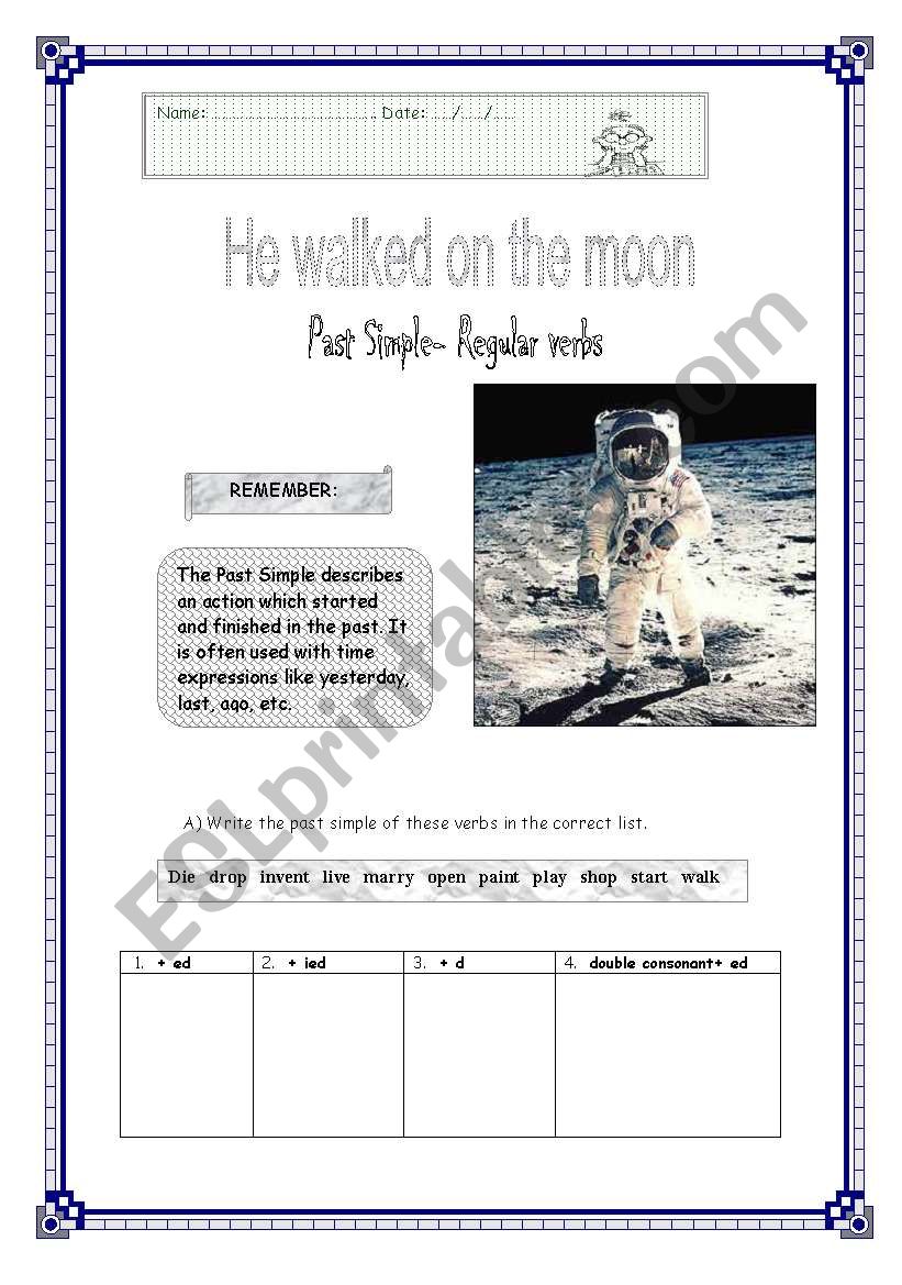He walked in the moon worksheet