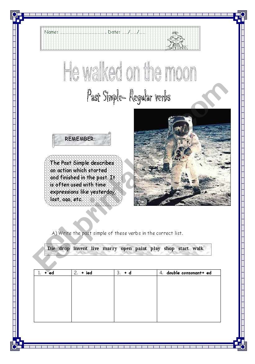 He walked in the moon worksheet