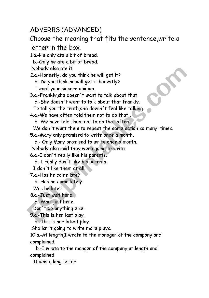 adverbs practice worksheet
