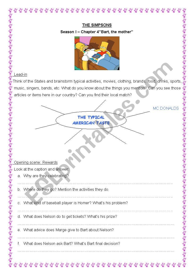 BART THE MOTHER worksheet