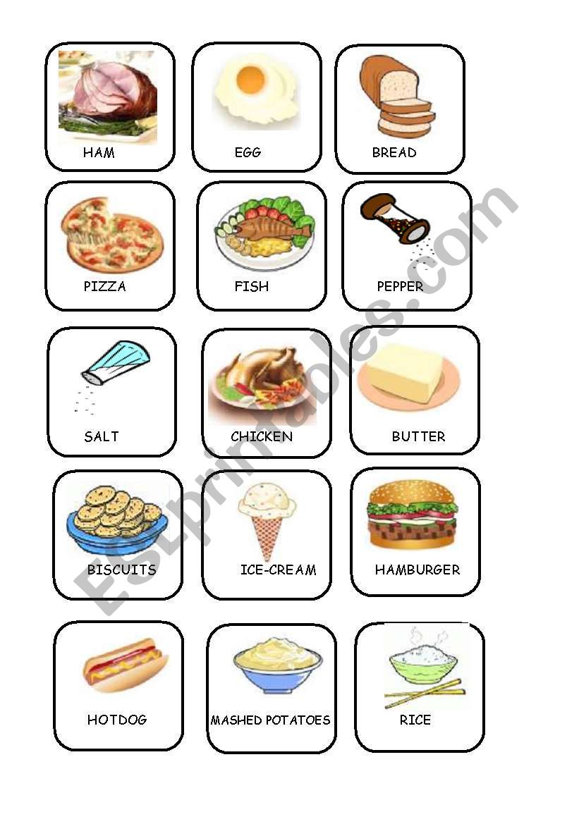 Memory : food and drinks worksheet