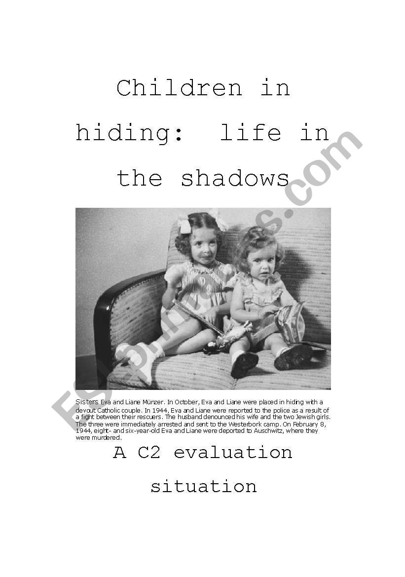 Life in the shadows worksheet