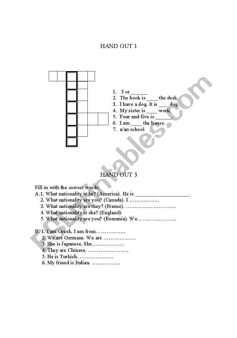 Nationalities worksheet
