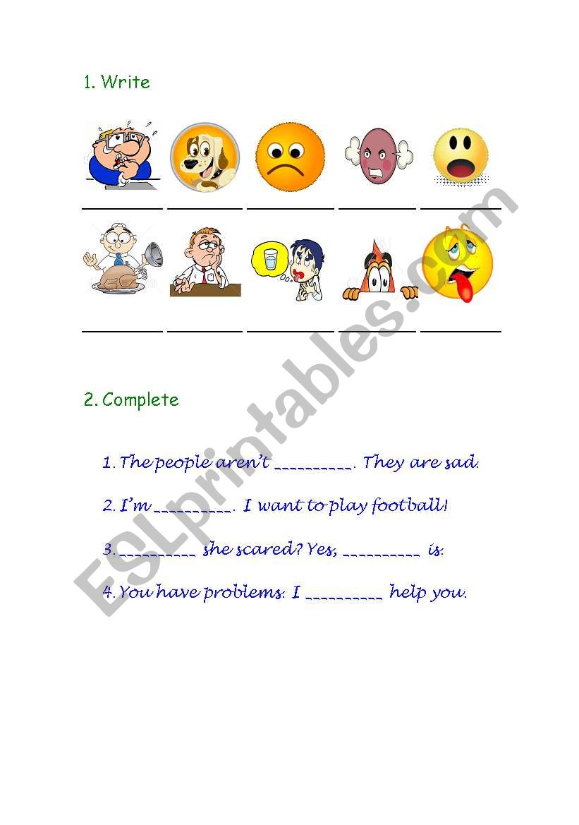 Feelings - Writing worksheet