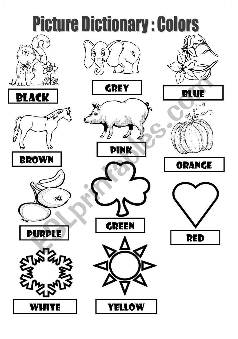 Colors pictionary worksheet