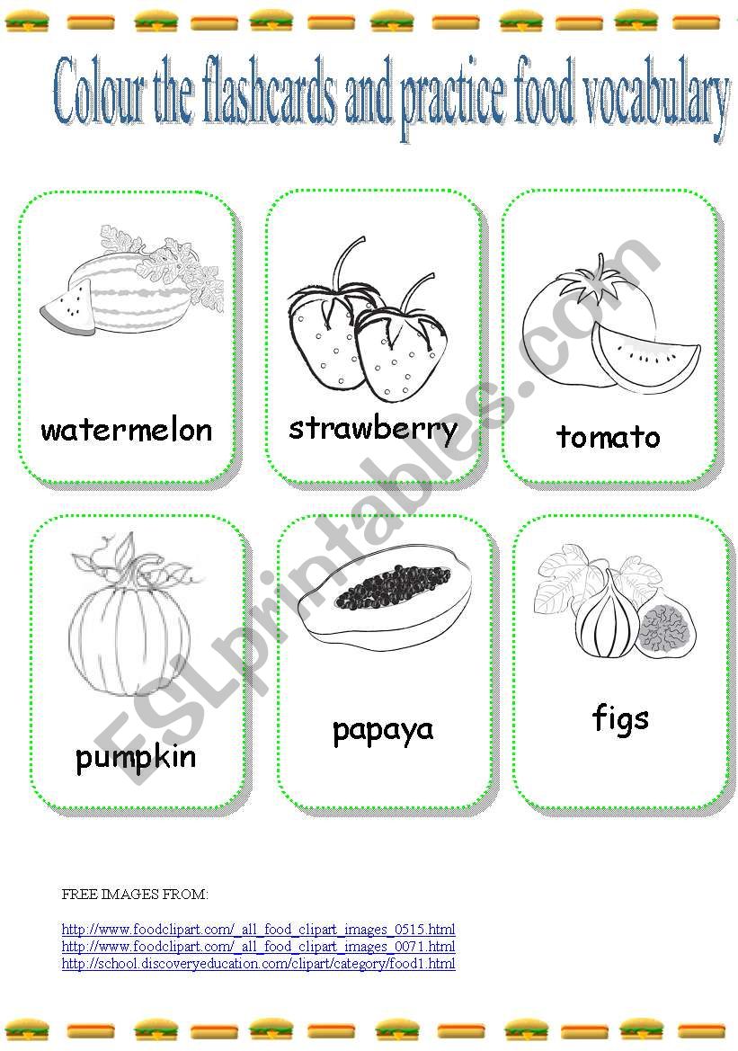 NEW FOOD FLASHCARDS (21) worksheet