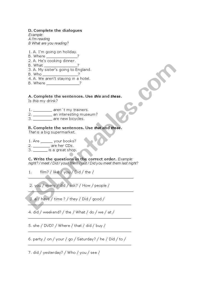 Varius Exercises worksheet