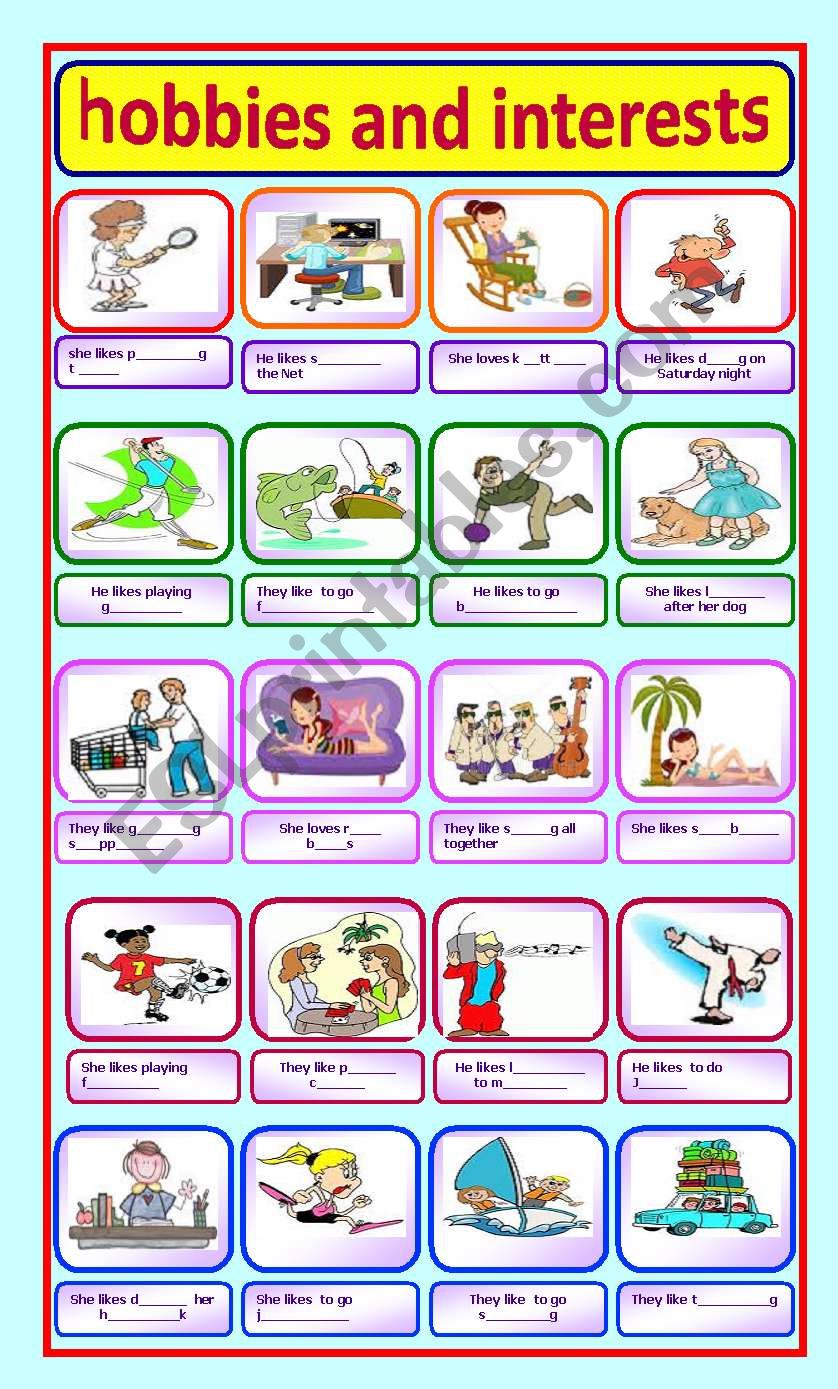 hobbies and interests worksheet