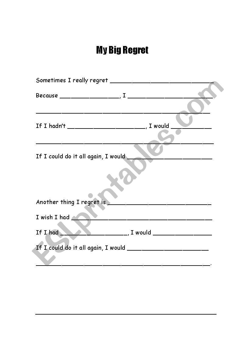 my big regret worksheet