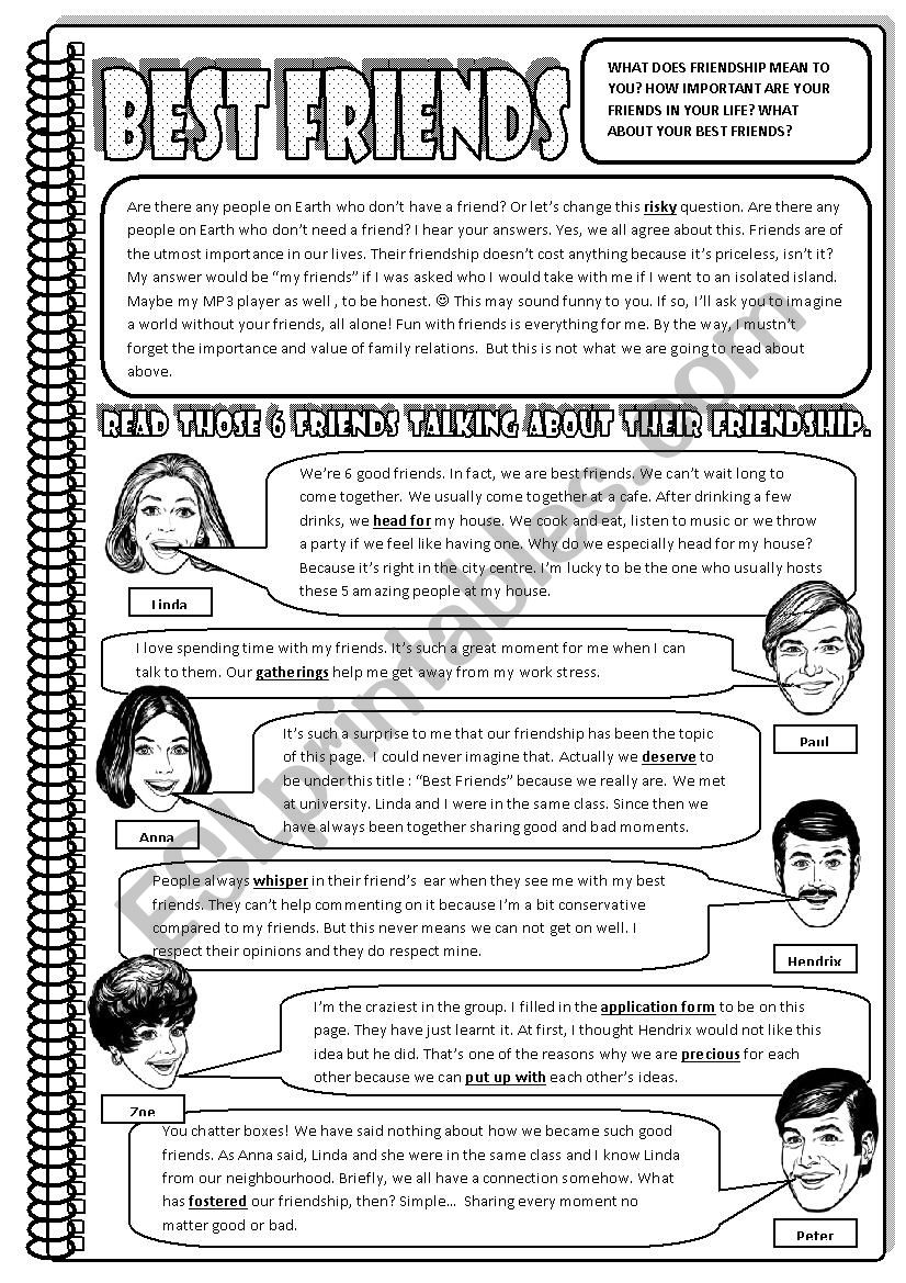 BEST FRIENDS (reading comprehension) 3-page