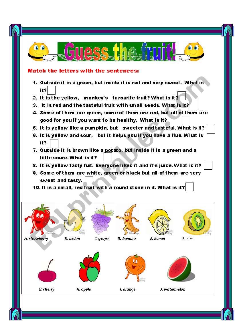 guess the fruit worksheet