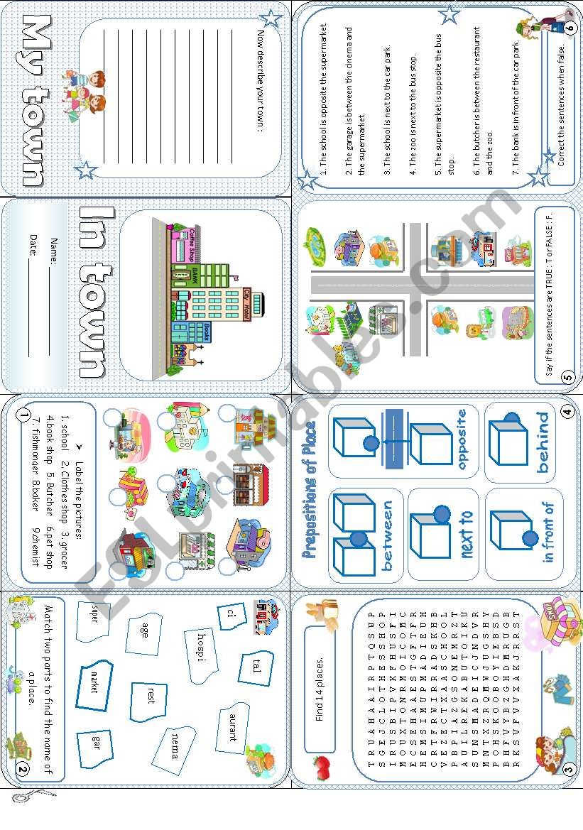 In town minibook worksheet