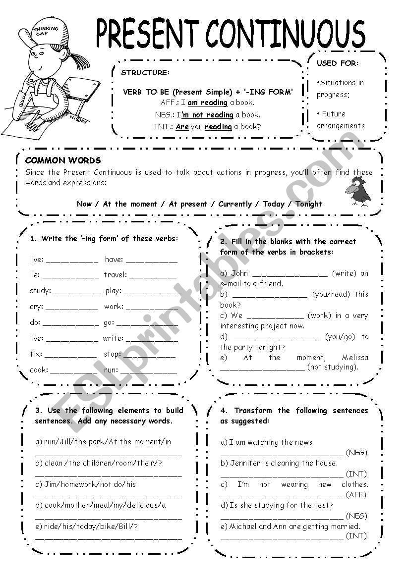 PRESENT CONTINUOUS EXERCISES worksheet