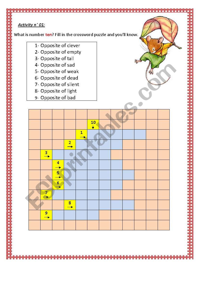 opposite puzzle crossword worksheet