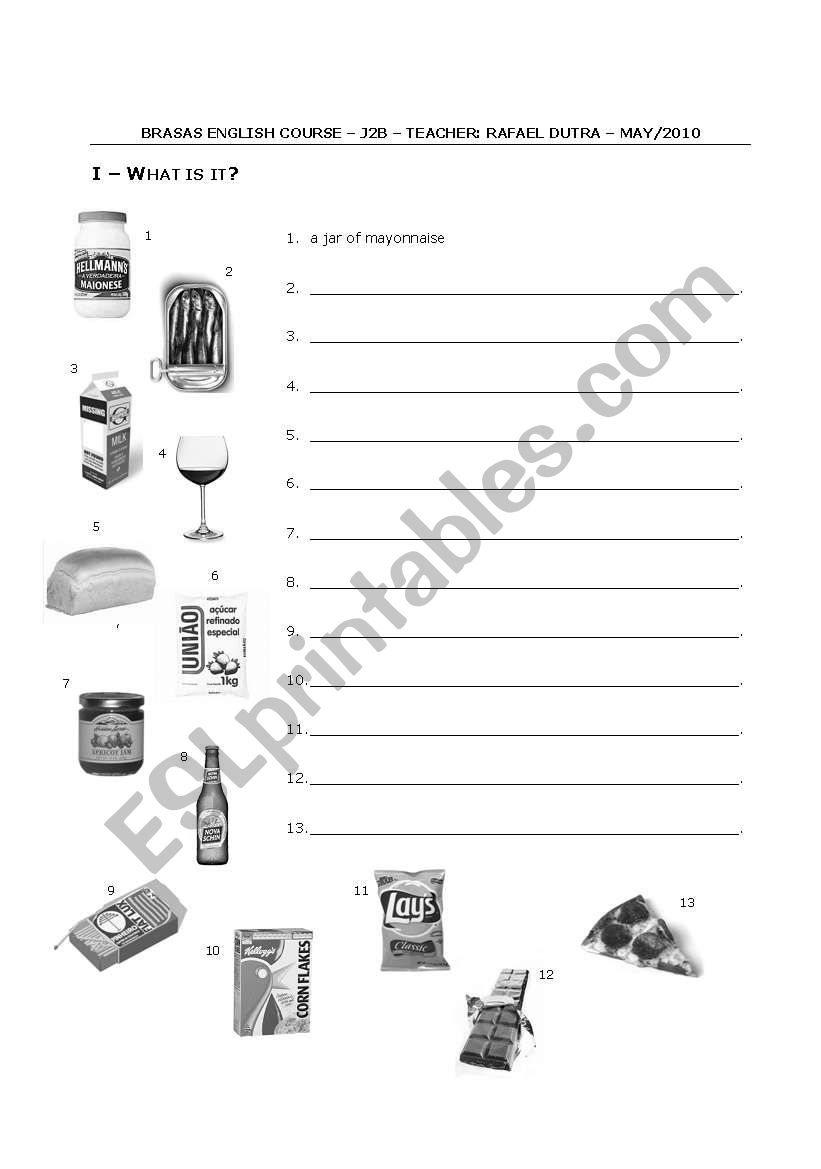 Containers worksheet