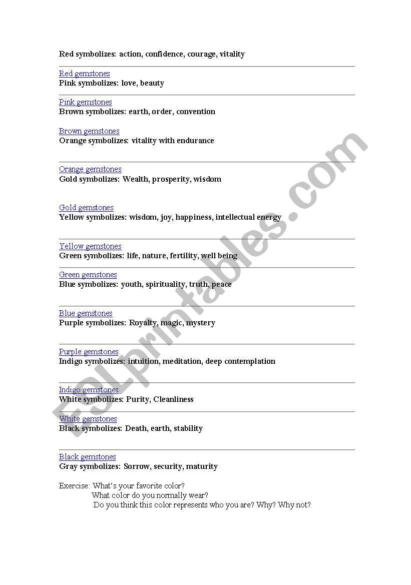 colors worksheet