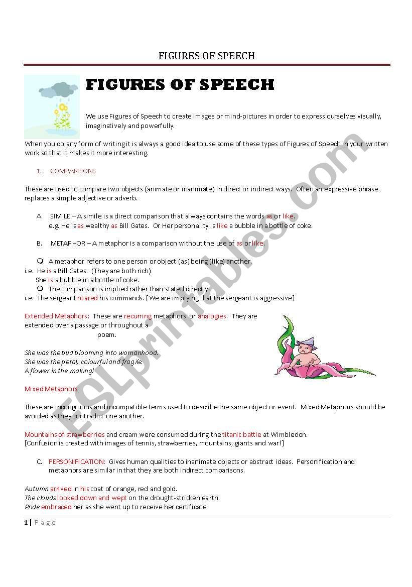 figure of speech worksheet for class 7