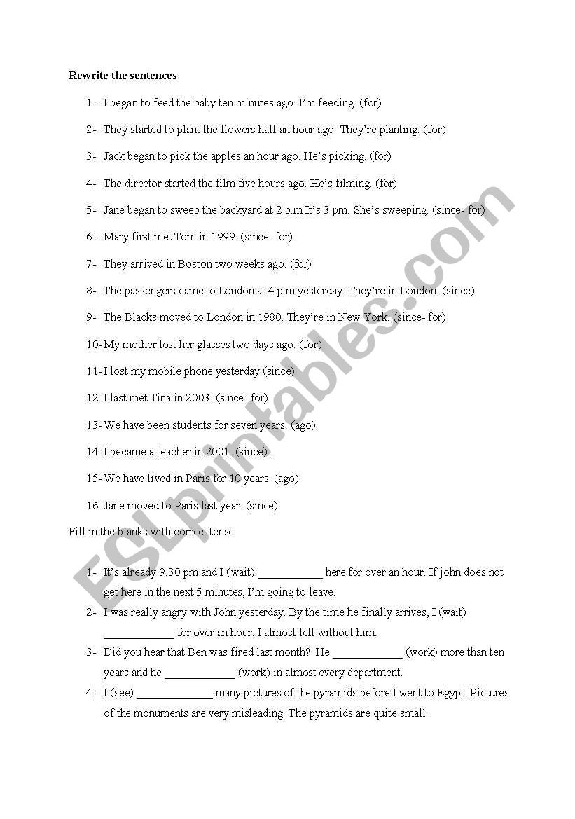 Present Perfect Tense - worksheet