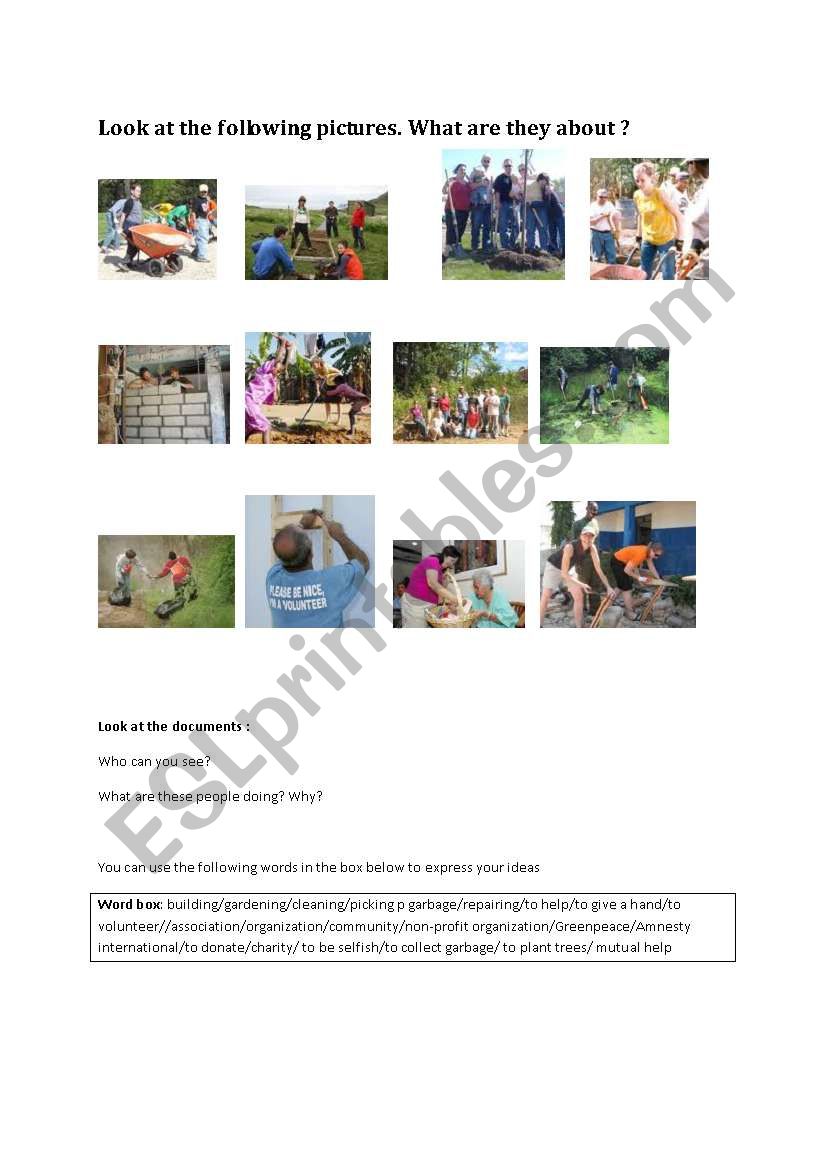 volunteer work worksheet