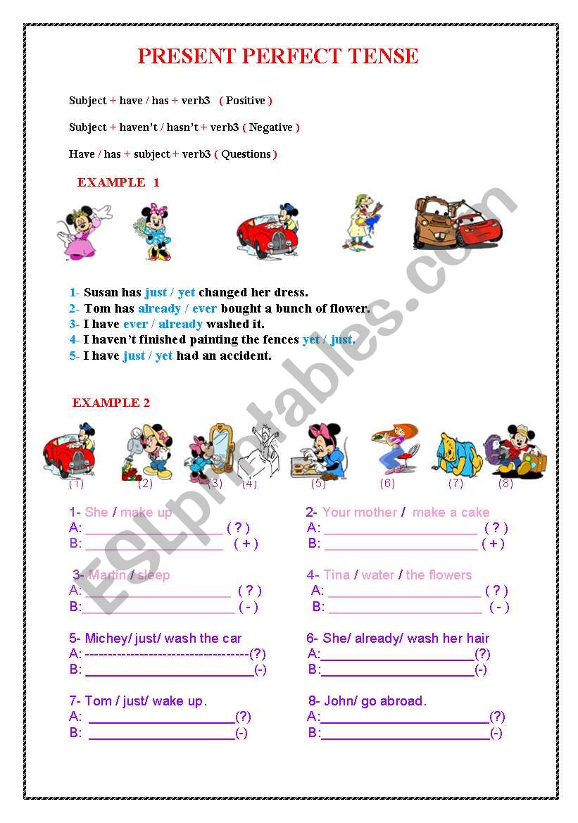 Present perfect tense worksheet