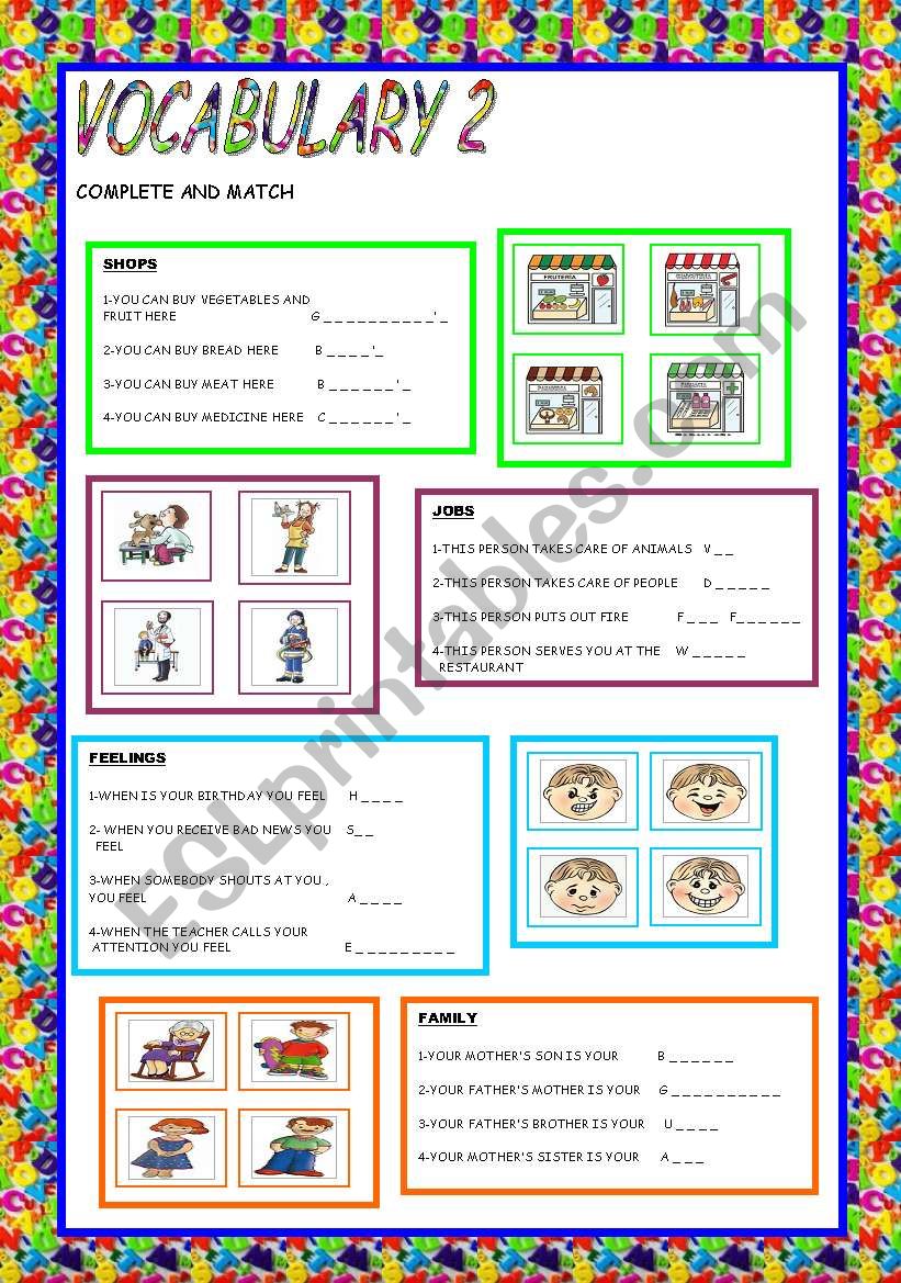 VOCABULARY 2 worksheet