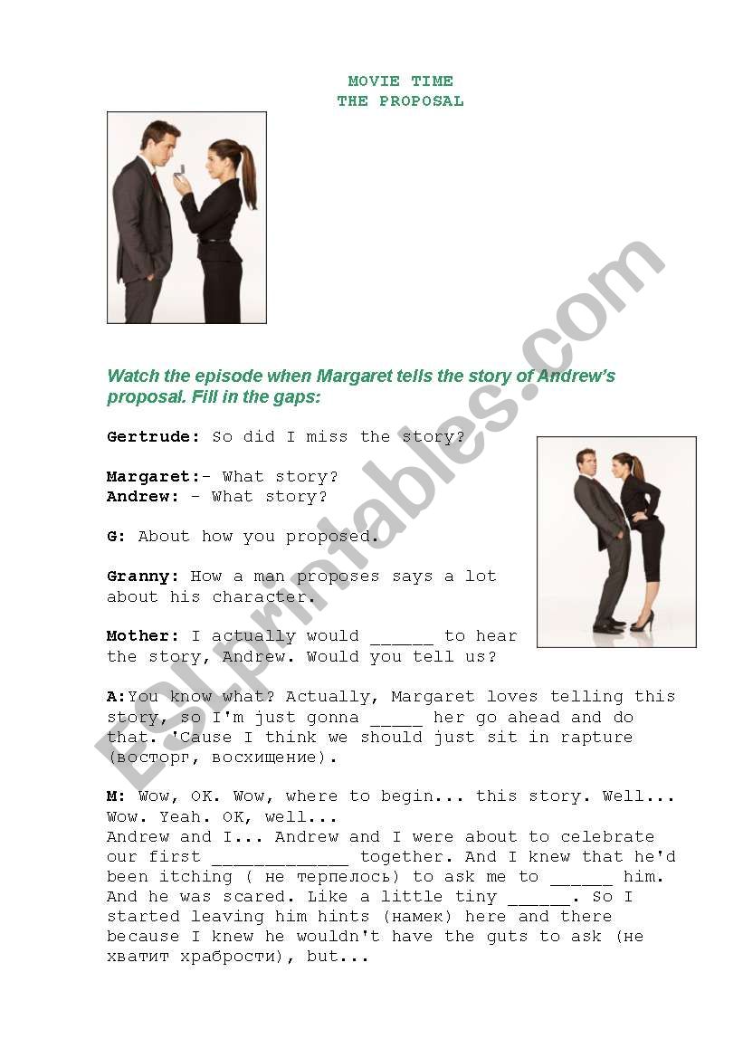 The Proposal movie worksheet with Keys