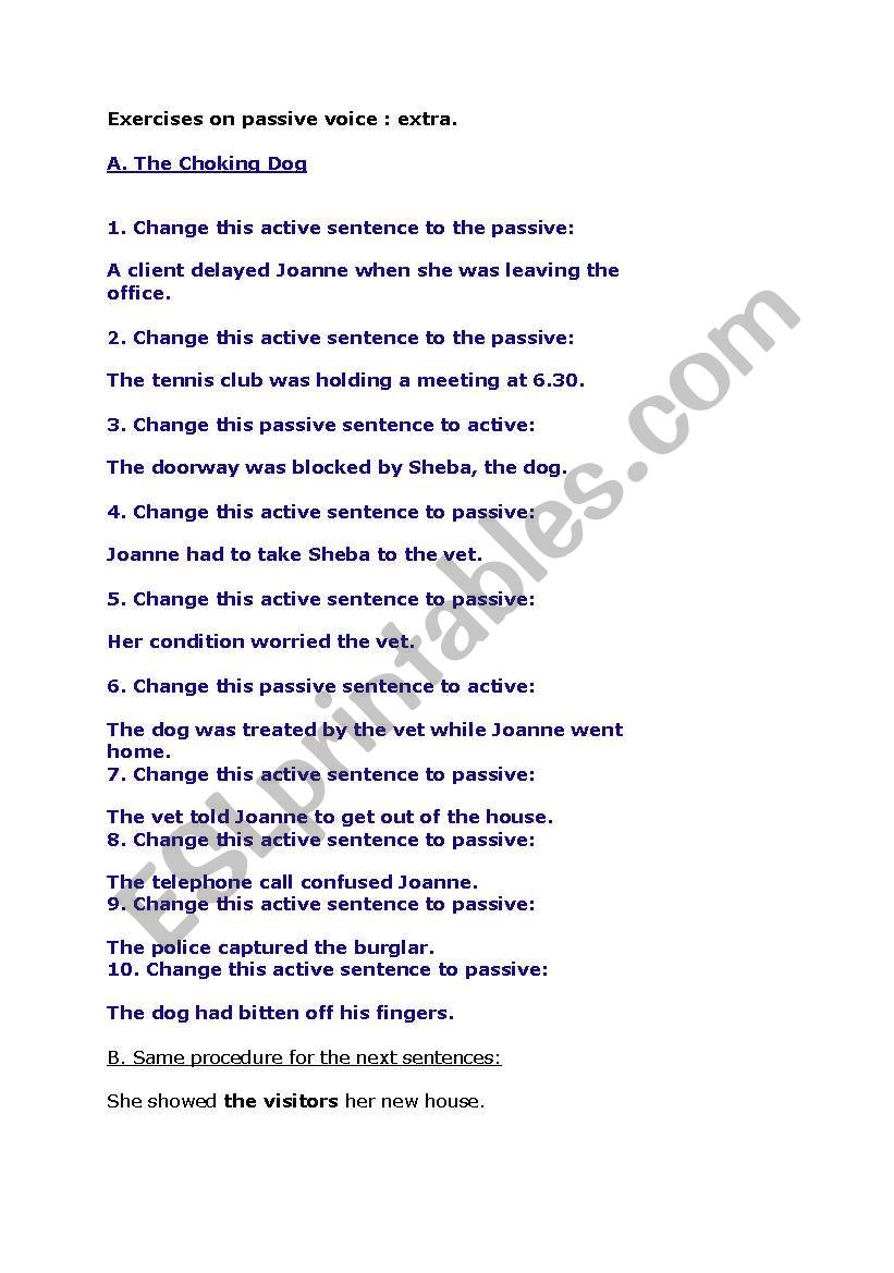 Passive voice: exercises worksheet