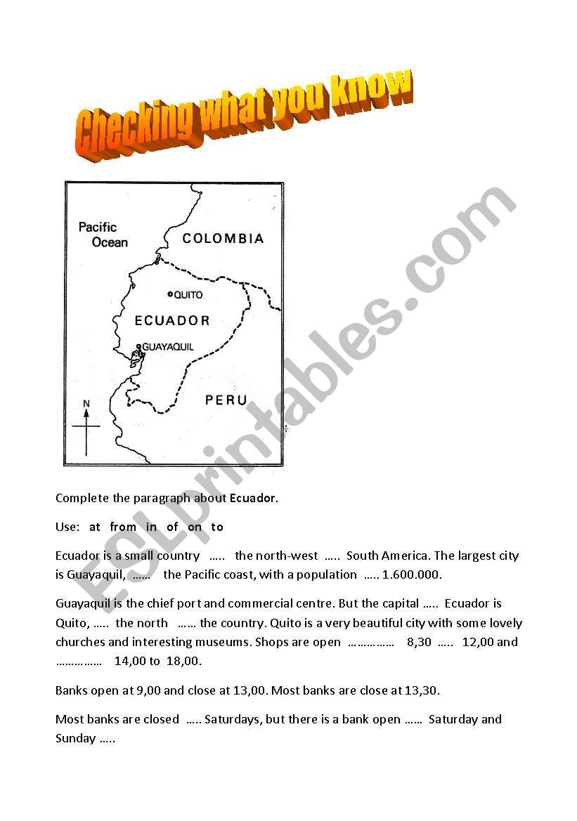 ECUADOR worksheet