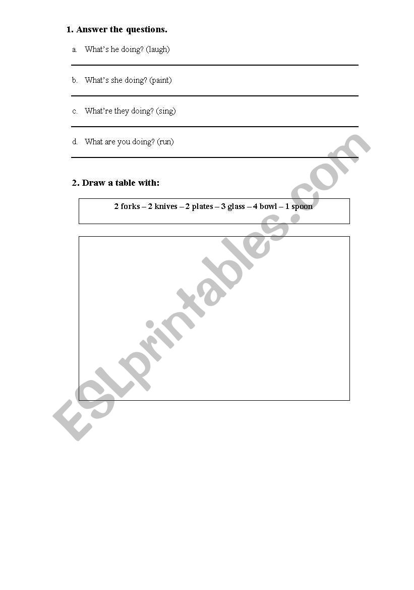 Extra Activity worksheet