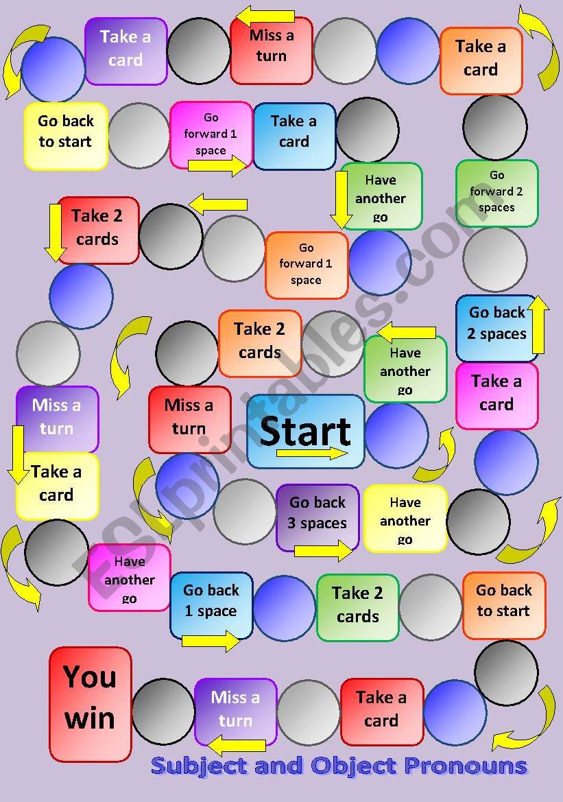 Subject and Object Pronouns Board Game