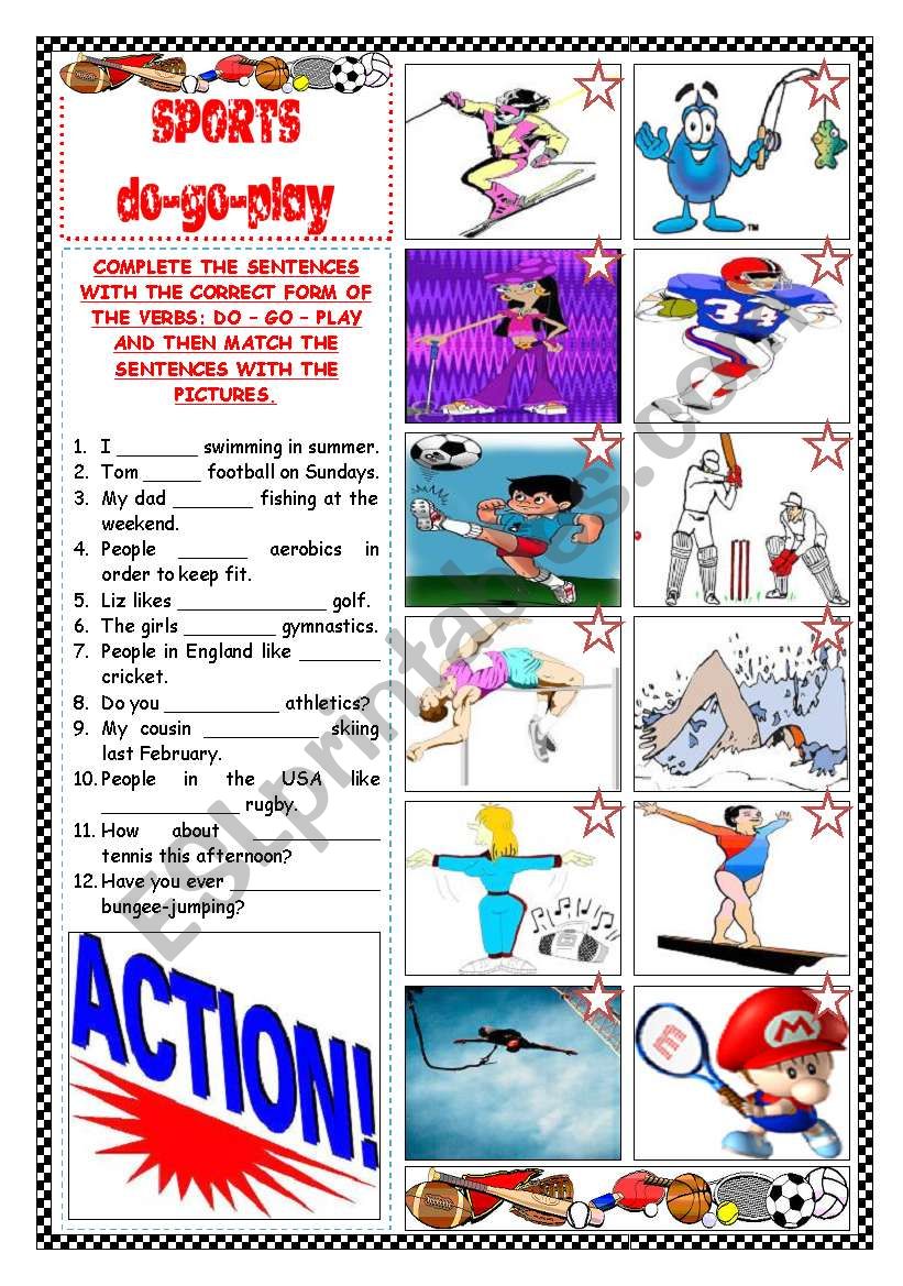 SPORTS: DO - GO - PLAY worksheet