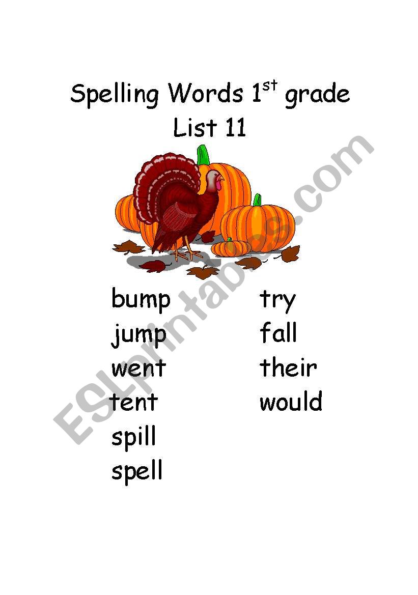Spelling Words - 1st Grade List 11