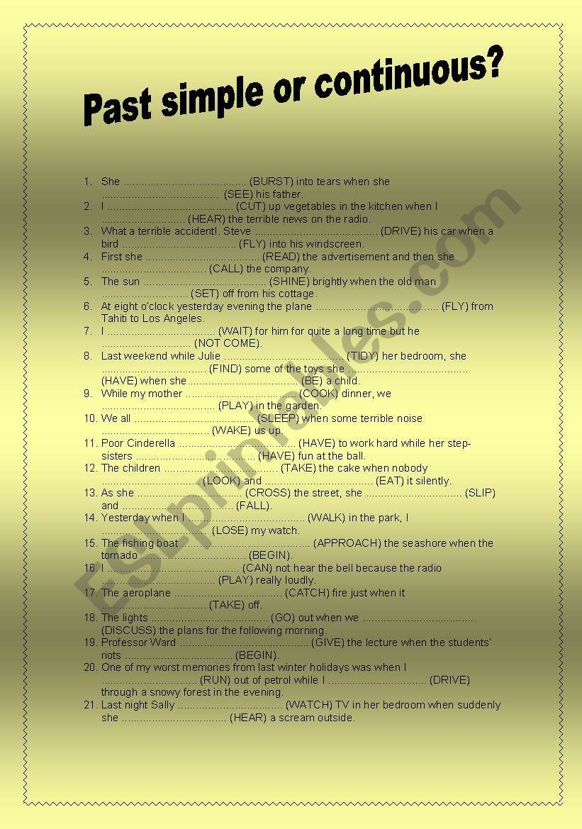 Past simple or continuous? worksheet