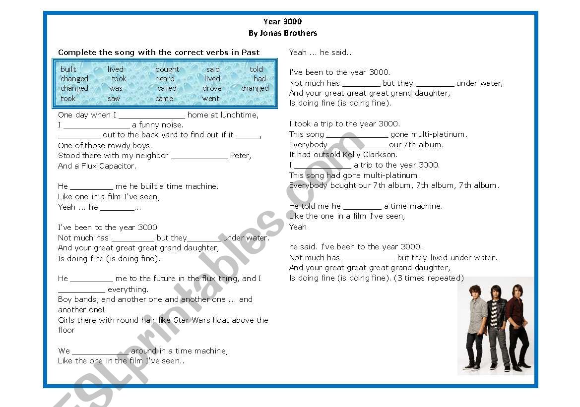 a simple past song worksheet