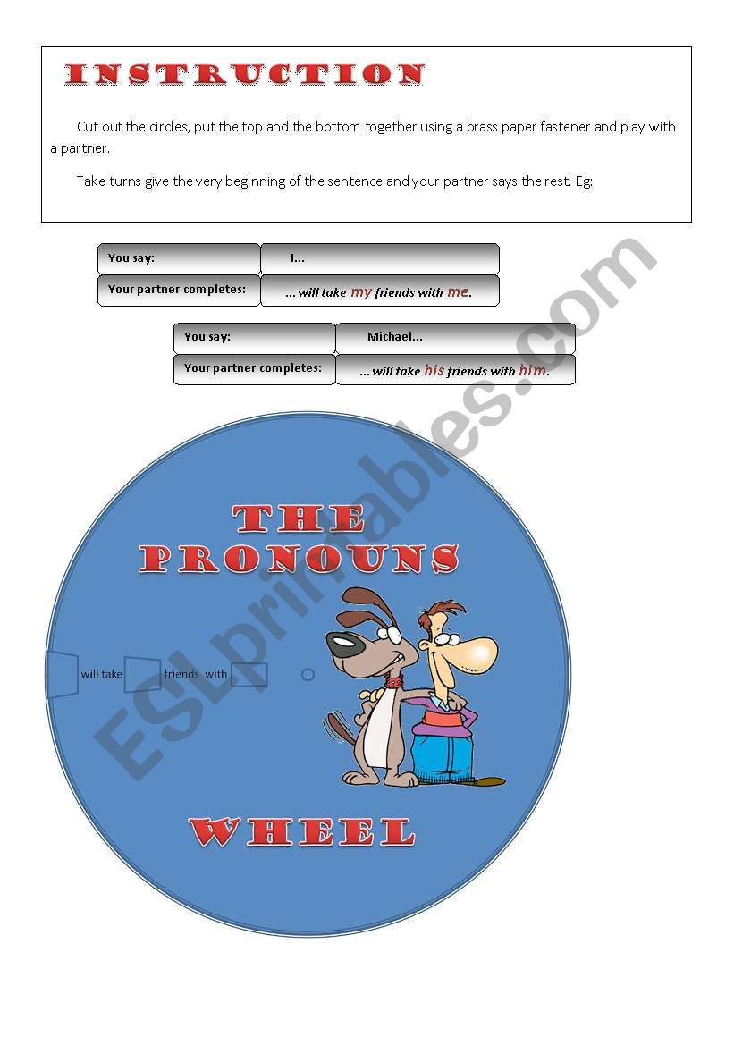 The Pronouns Wheel worksheet