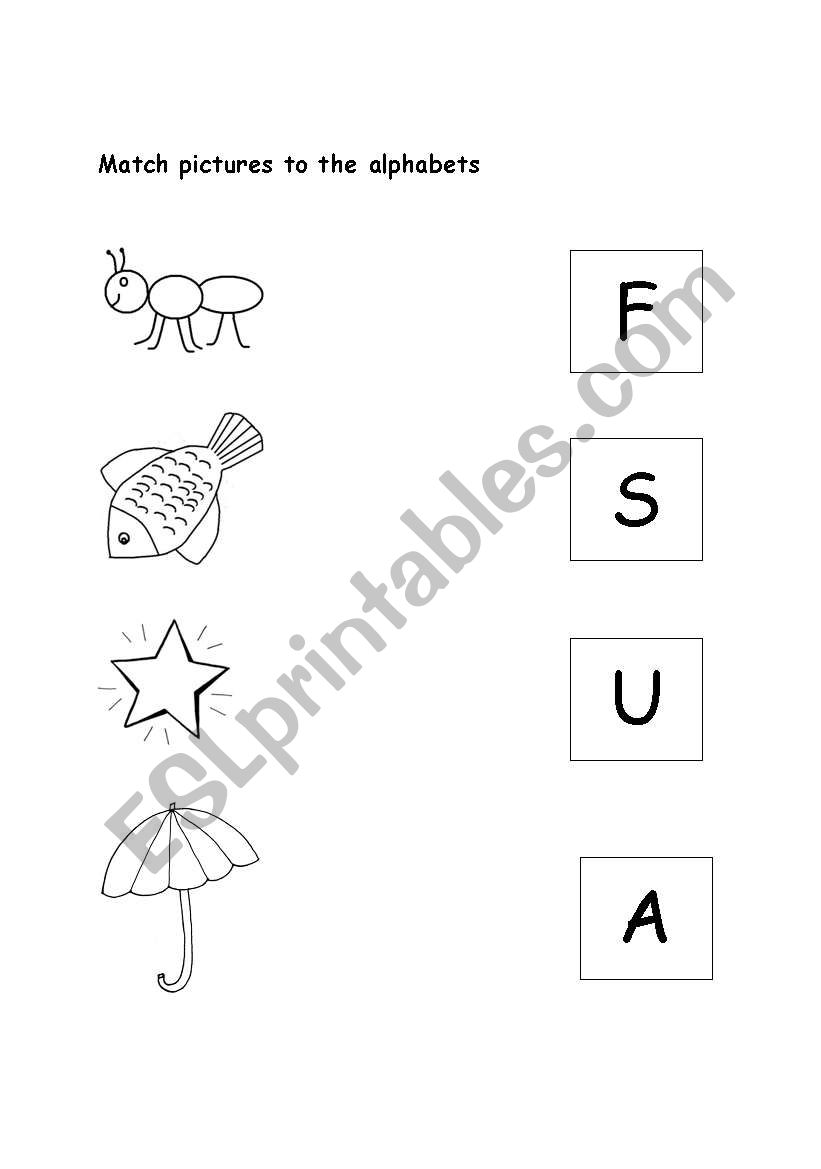 alphabet picture match worksheet
