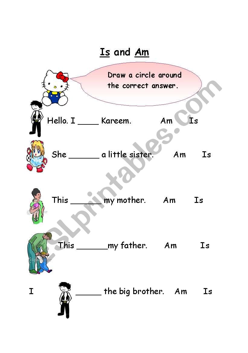 verb to be worksheet