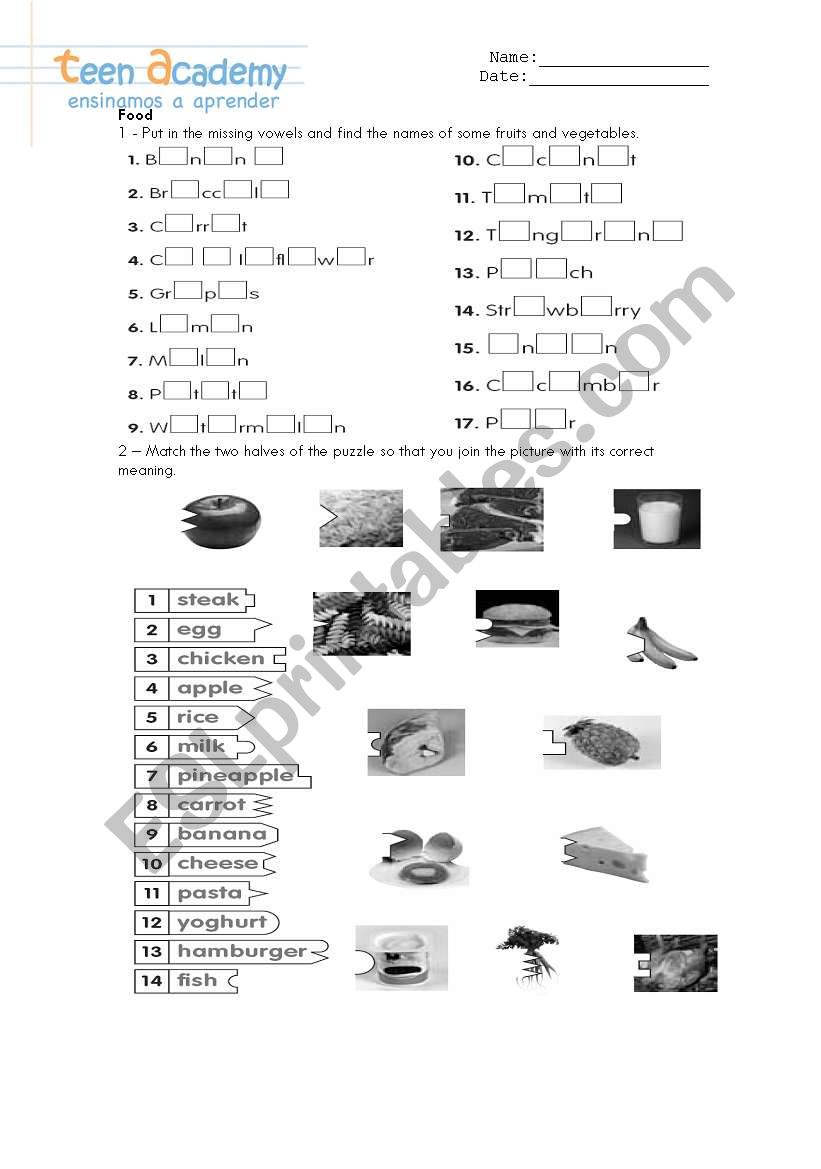 Food worksheet