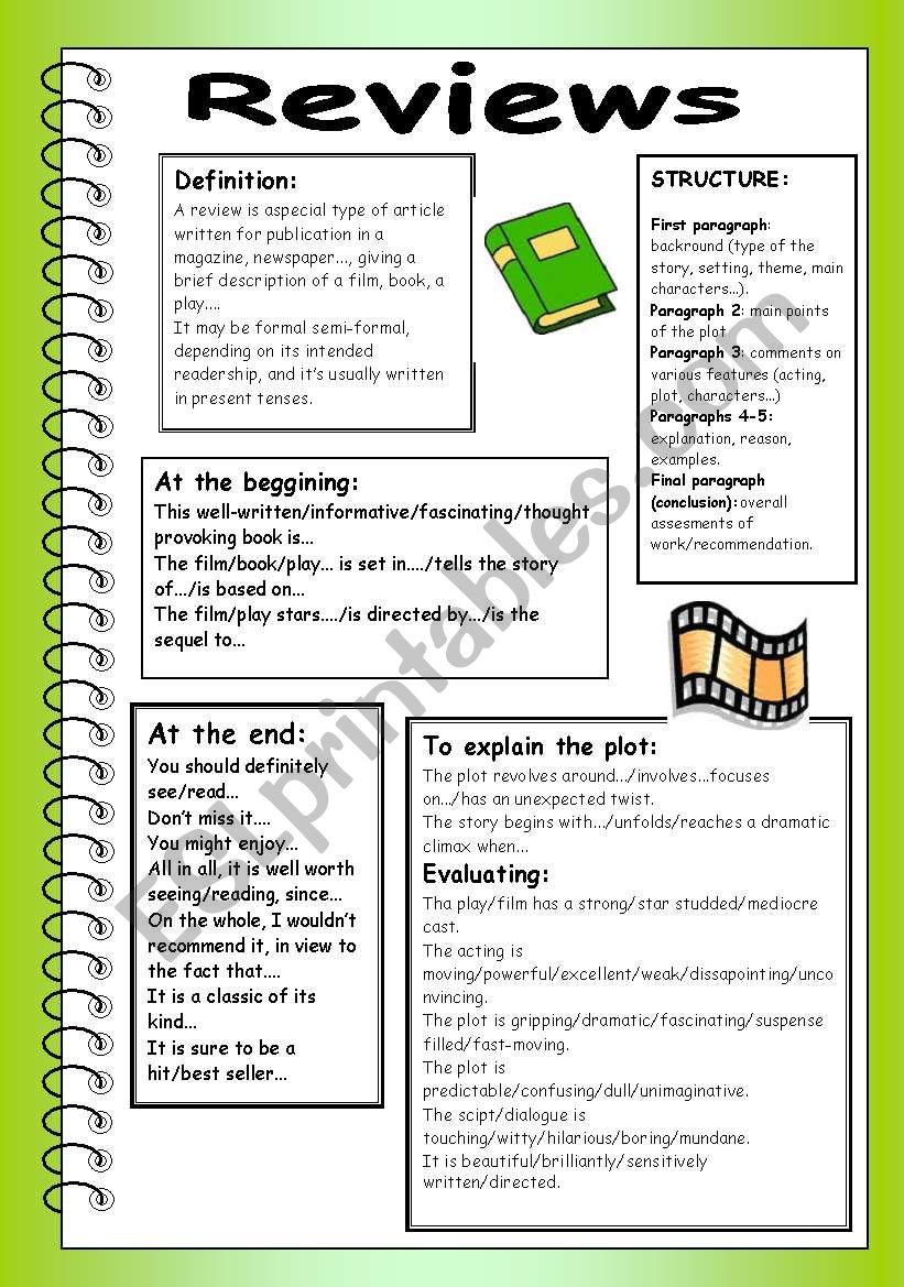 Writing A Review ESL Worksheet By Truji78